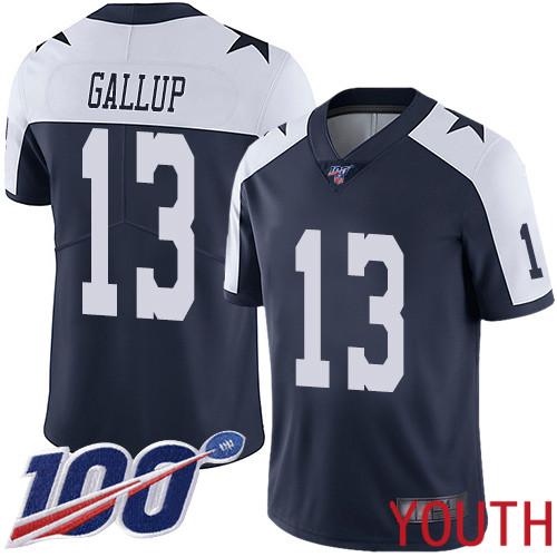 Youth Dallas Cowboys Limited Navy Blue Michael Gallup Alternate #13 100th Season Vapor Untouchable Throwback NFL Jersey->youth nfl jersey->Youth Jersey